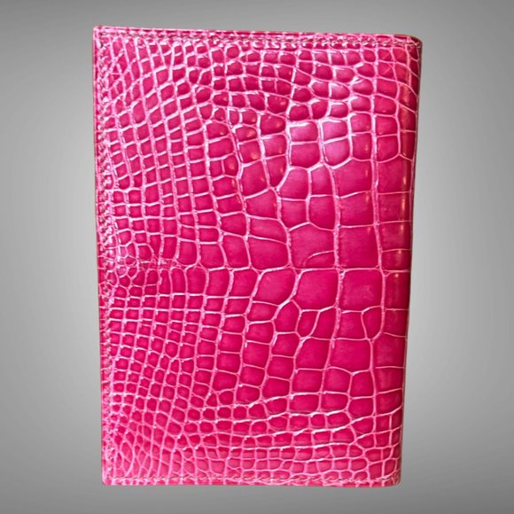 Hermes New In Box GM Agenda Cover Fuchsia Crocodile Porosus Lisse Skin - Picture 7 of 8